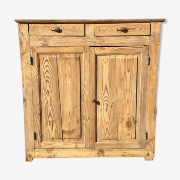 Buffet parisien en bois brut 2 portes 2 tiroirs