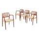 Niels Otto Moller model 66 armchairs in teak and paper cord Denmark 1970