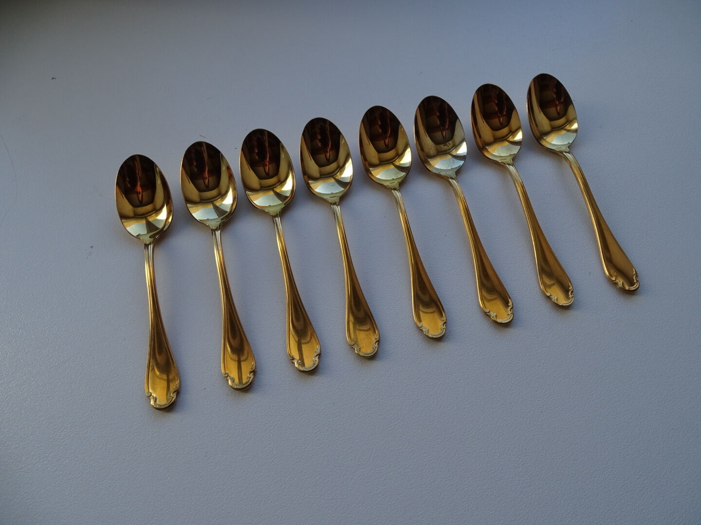 Christofle 8 spoons mocha golden metal - Alfenid model Pompadour - 10 cm