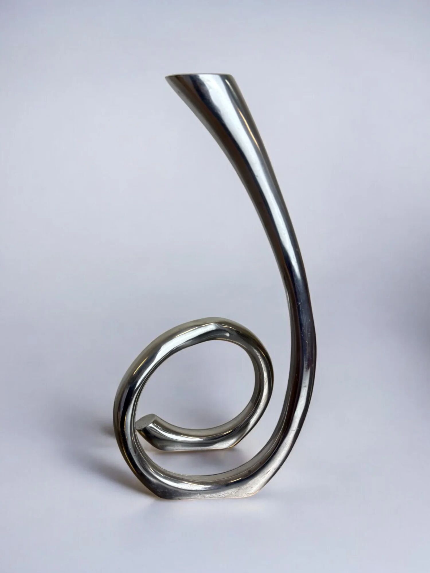 XL biomorphic candleholder, solid aluminium, Spain, 1970s
