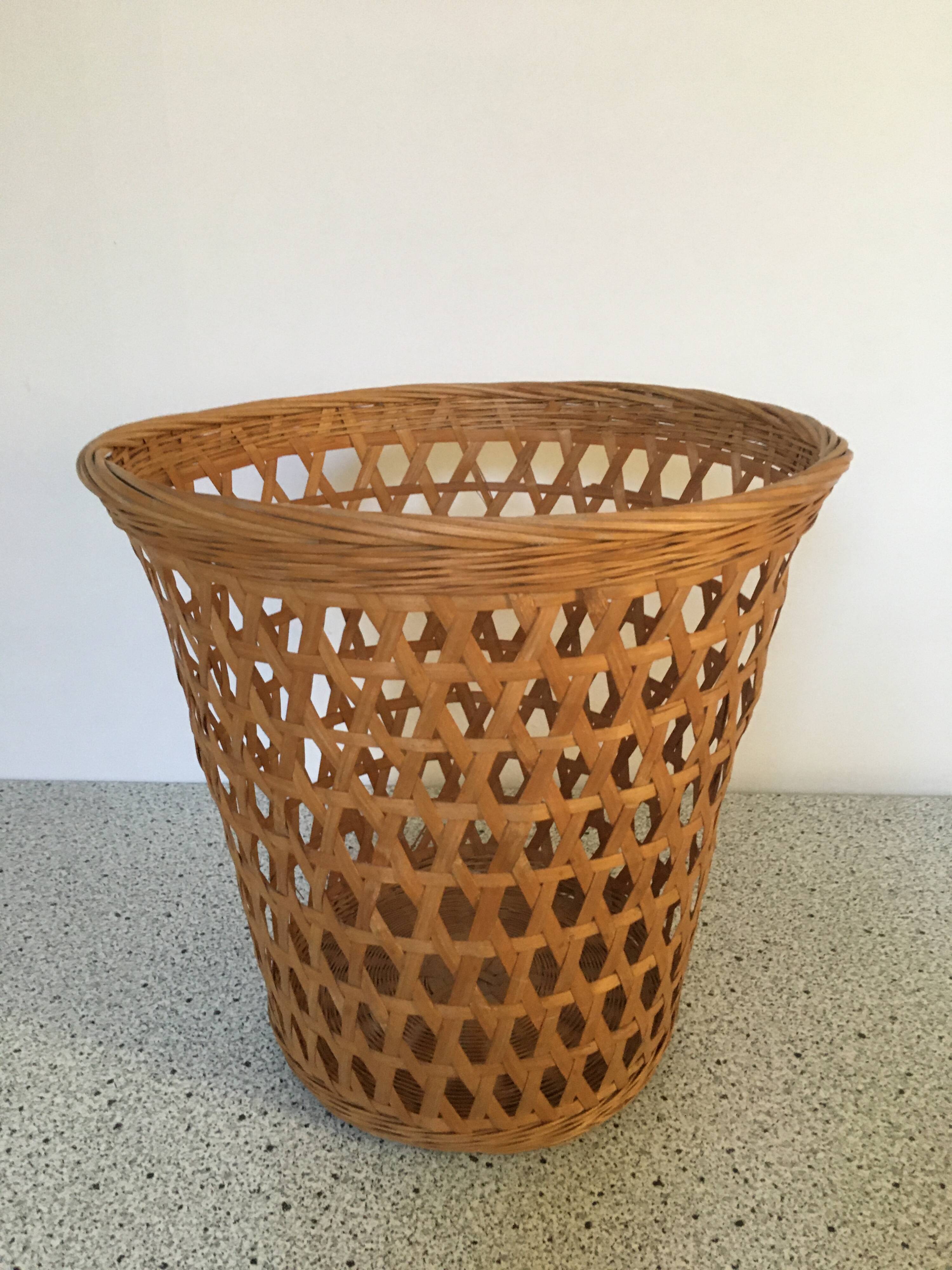 Vintage wicker waste paper basket