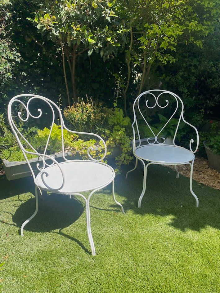 Pair of wrought iron armchairs 1950