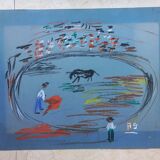 Pen drawing of bullfight