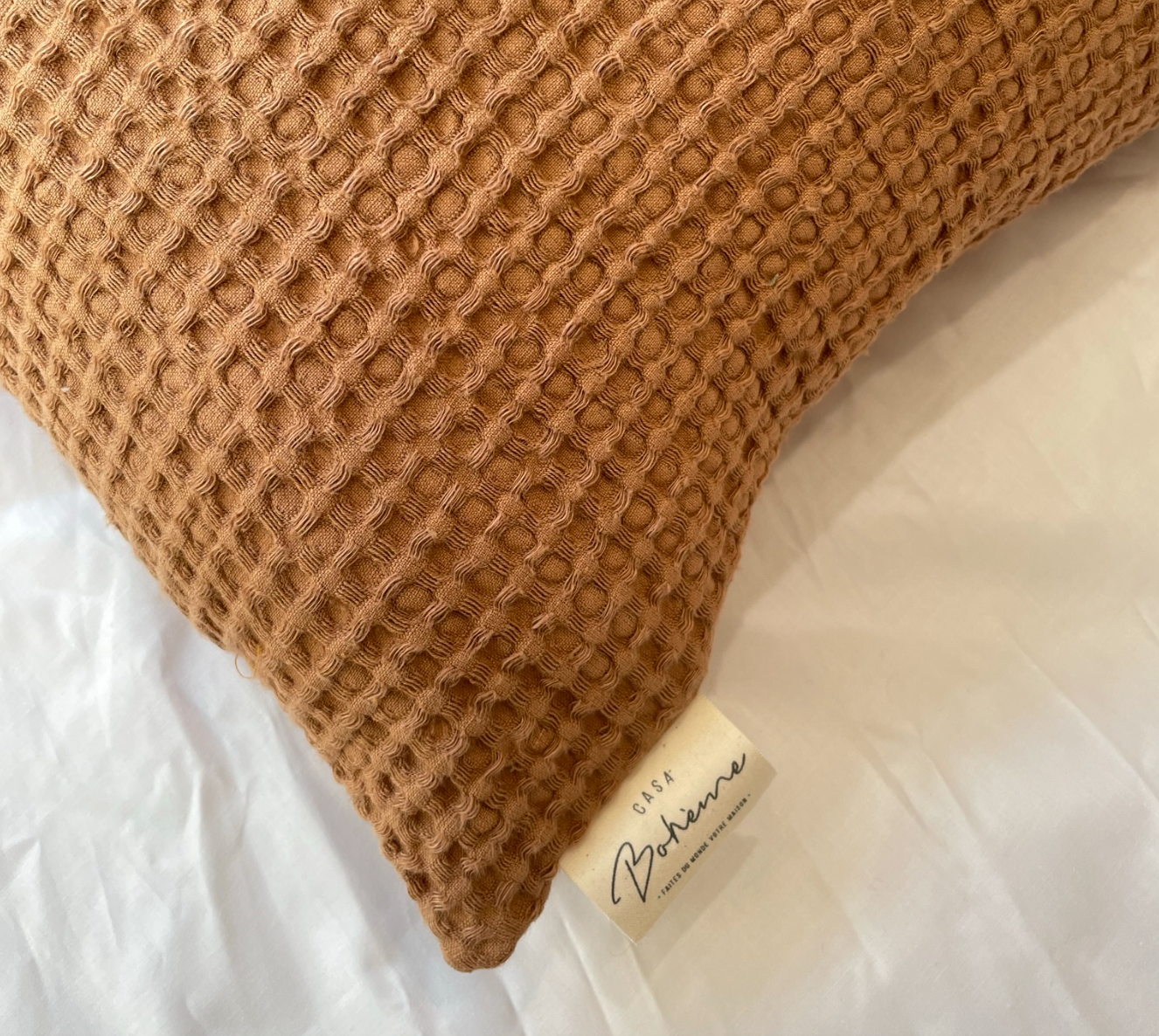 Coussin Gaufré vieux rose