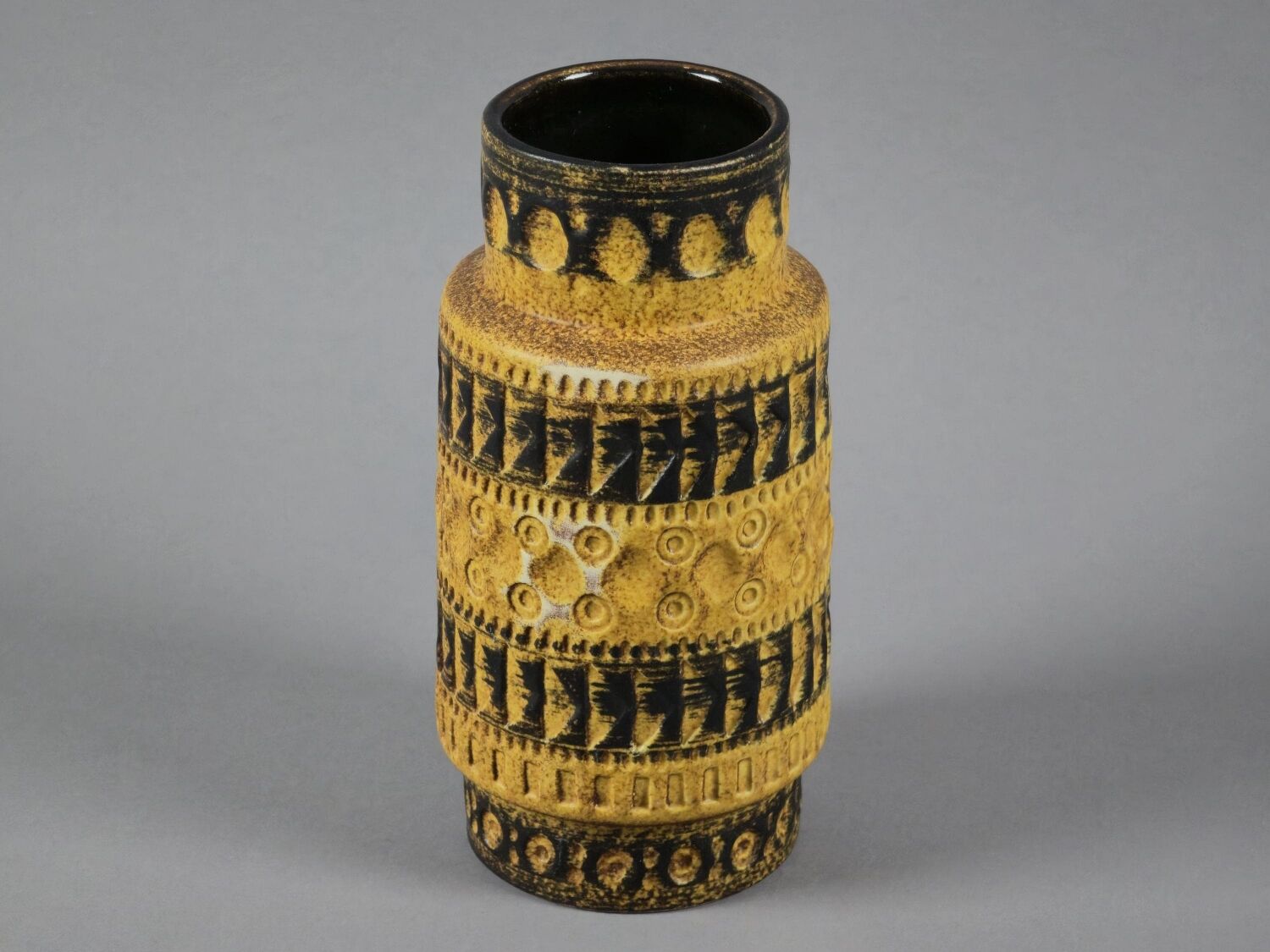 Vintage 1960s Bay Keramiek 'Inka' Handmade Stoneware Vase By Bodo Mans