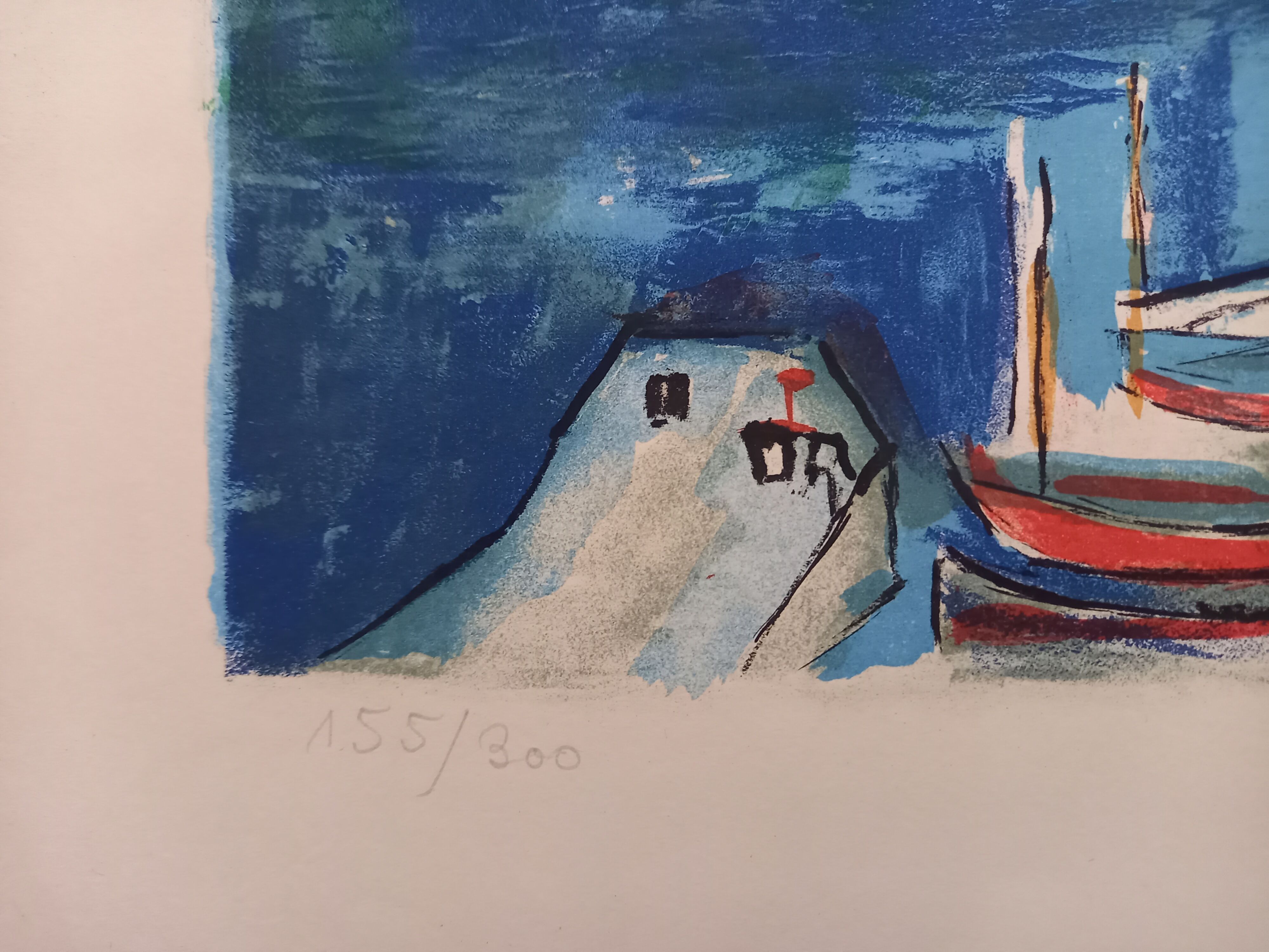 Lithograph by François Desnoyers, Le Port de Cassis, 1958