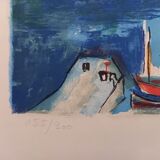 Lithograph by François Desnoyers, Le Port de Cassis, 1958
