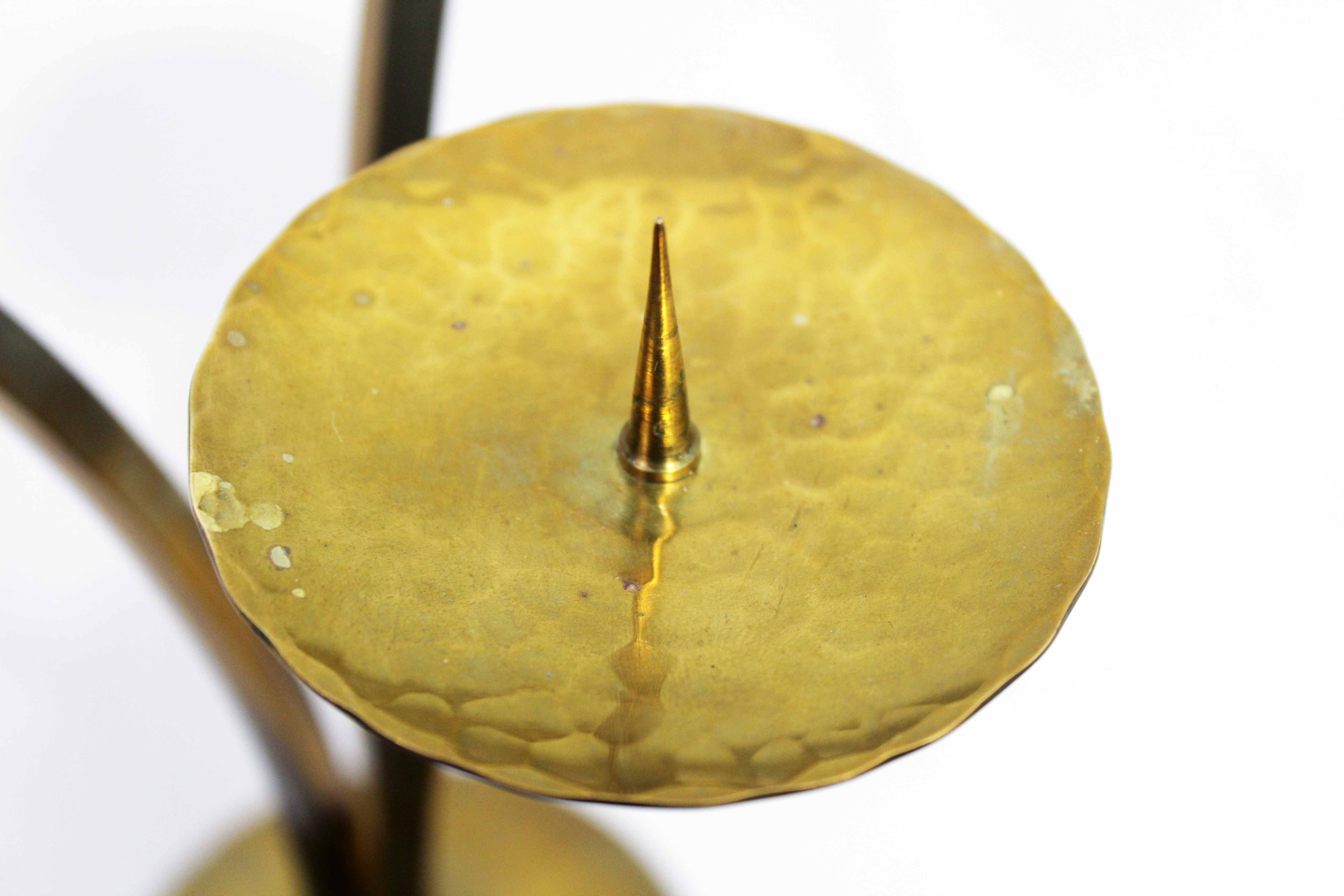 Triple brass candle holder