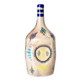 Vase artisanal bouteille amazigh bleu