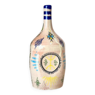 Artisanal Amazigh blue bottle vase
