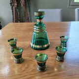 Vintage carafe and 5 glasses