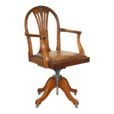 Chaise de capitaine antique George Hepplewhite 1880 cuir
