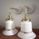 Pair of white opaline and ceramic wall lights