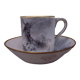Tasse et sous tasse décor en grisaille Porcelaine de Paris XIXème signée décor moulin