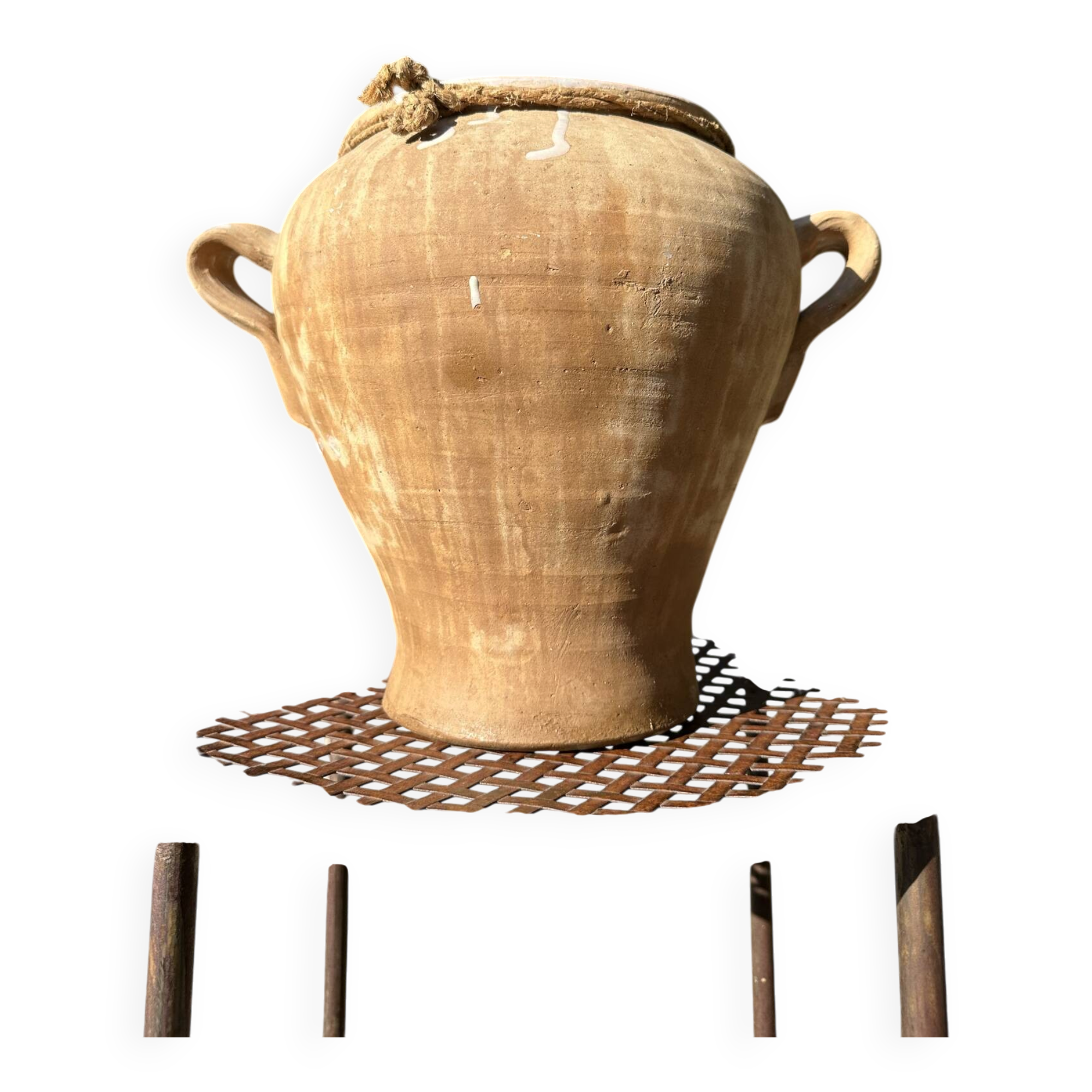 Ancient terracotta pottery jar from the 19th century.