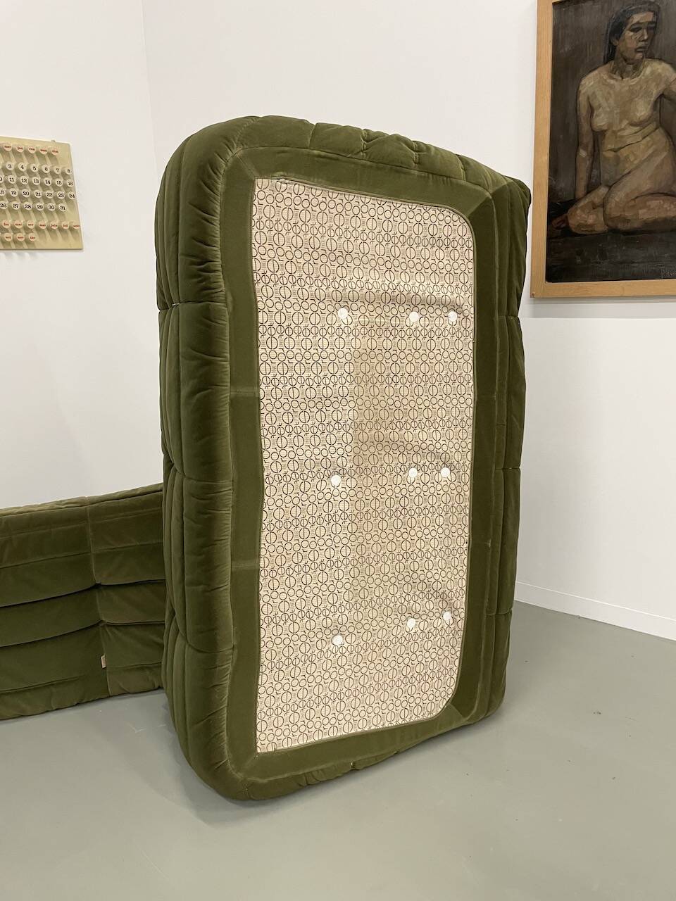 Vintage 2 and 3 seater green velvet togo set