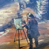 Tableau: Oil on canvas: reproduction of the cabaret le lapin agile.