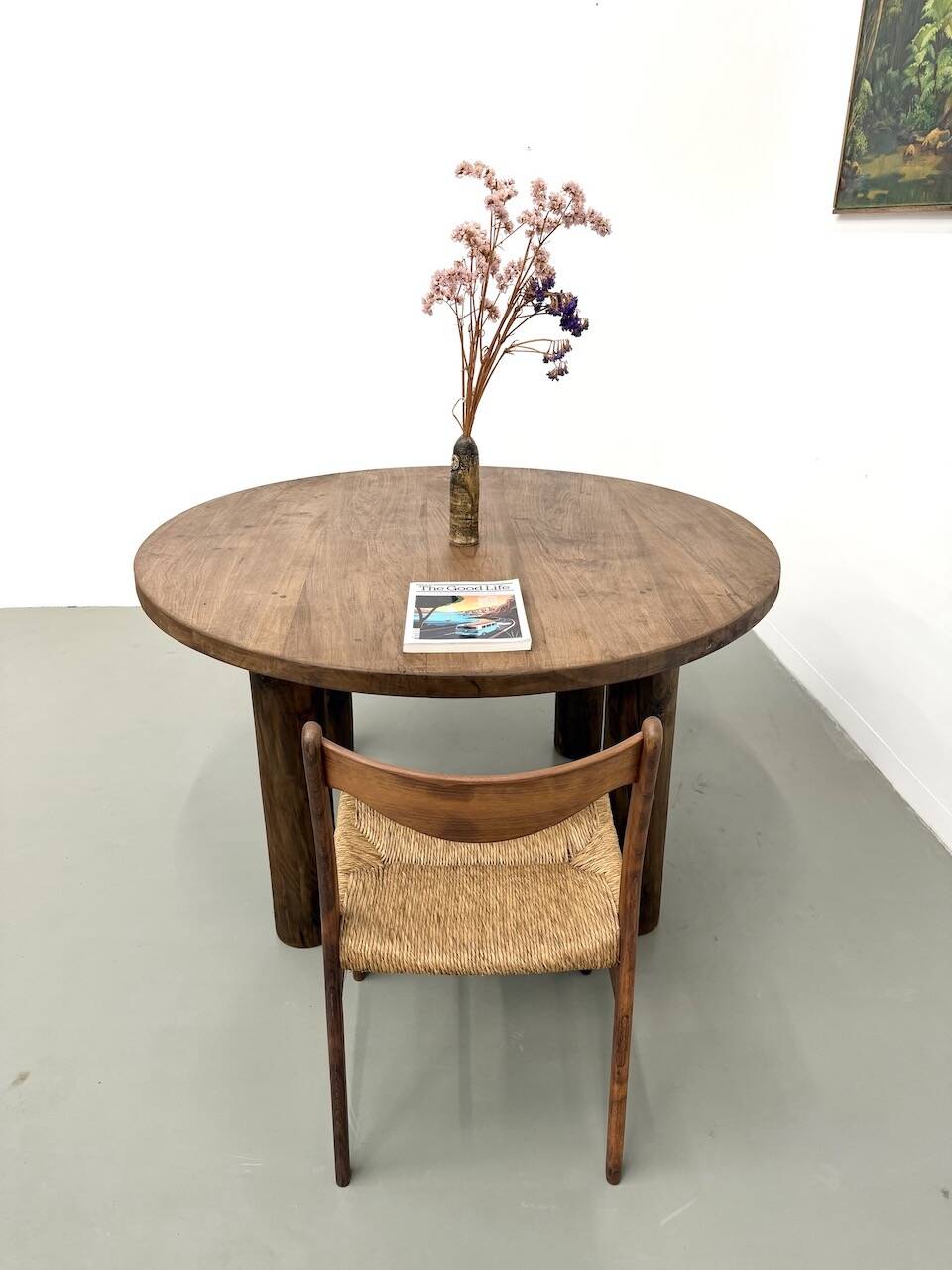 Table ronde années 50 constructiviste noyer