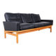 Vintage Black Leather Sofa by Poul M. Volther for Erik Jørgensen, 1960s