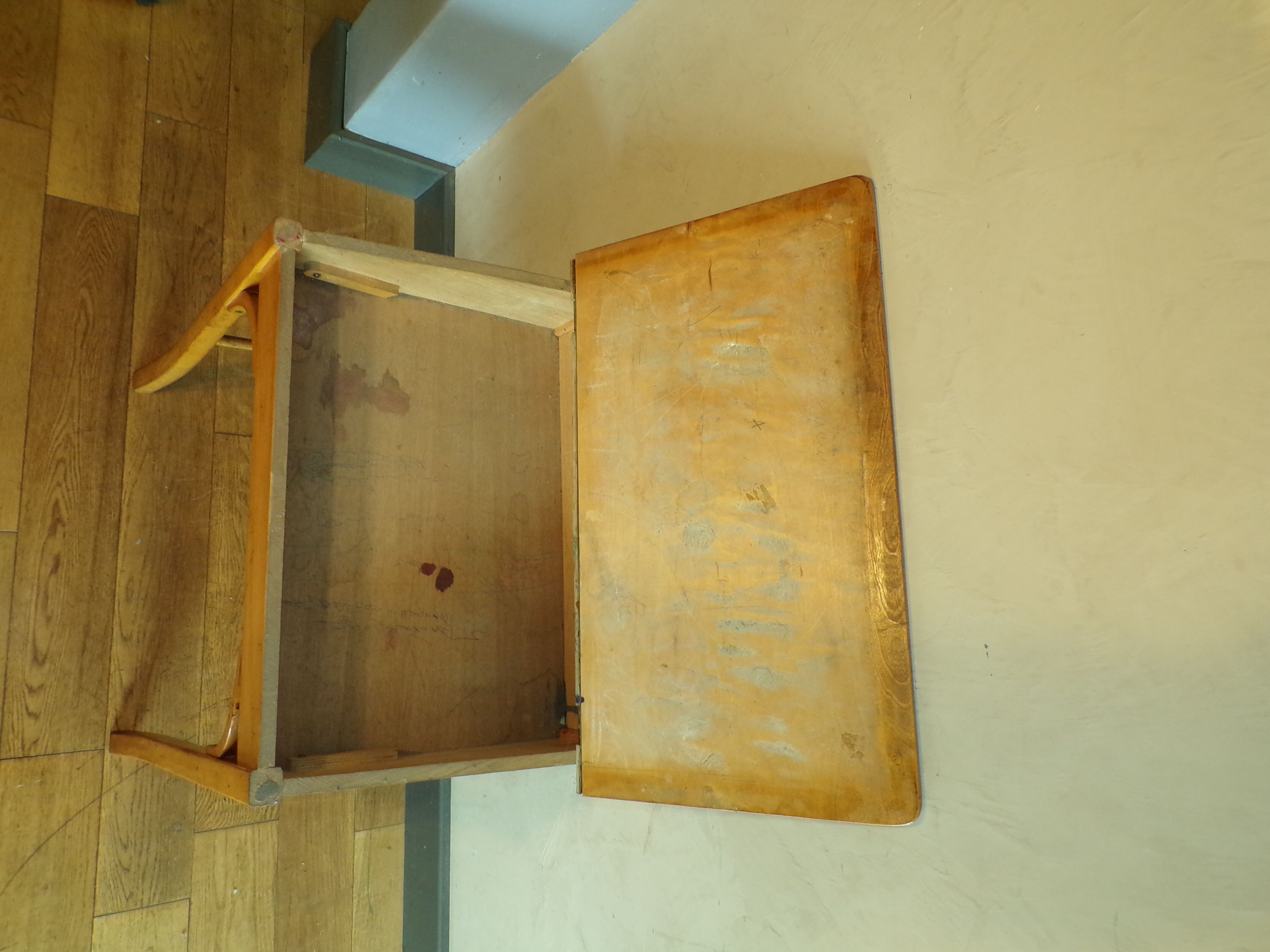 Vintage children's desk with ink