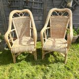 Rattan armchair duo