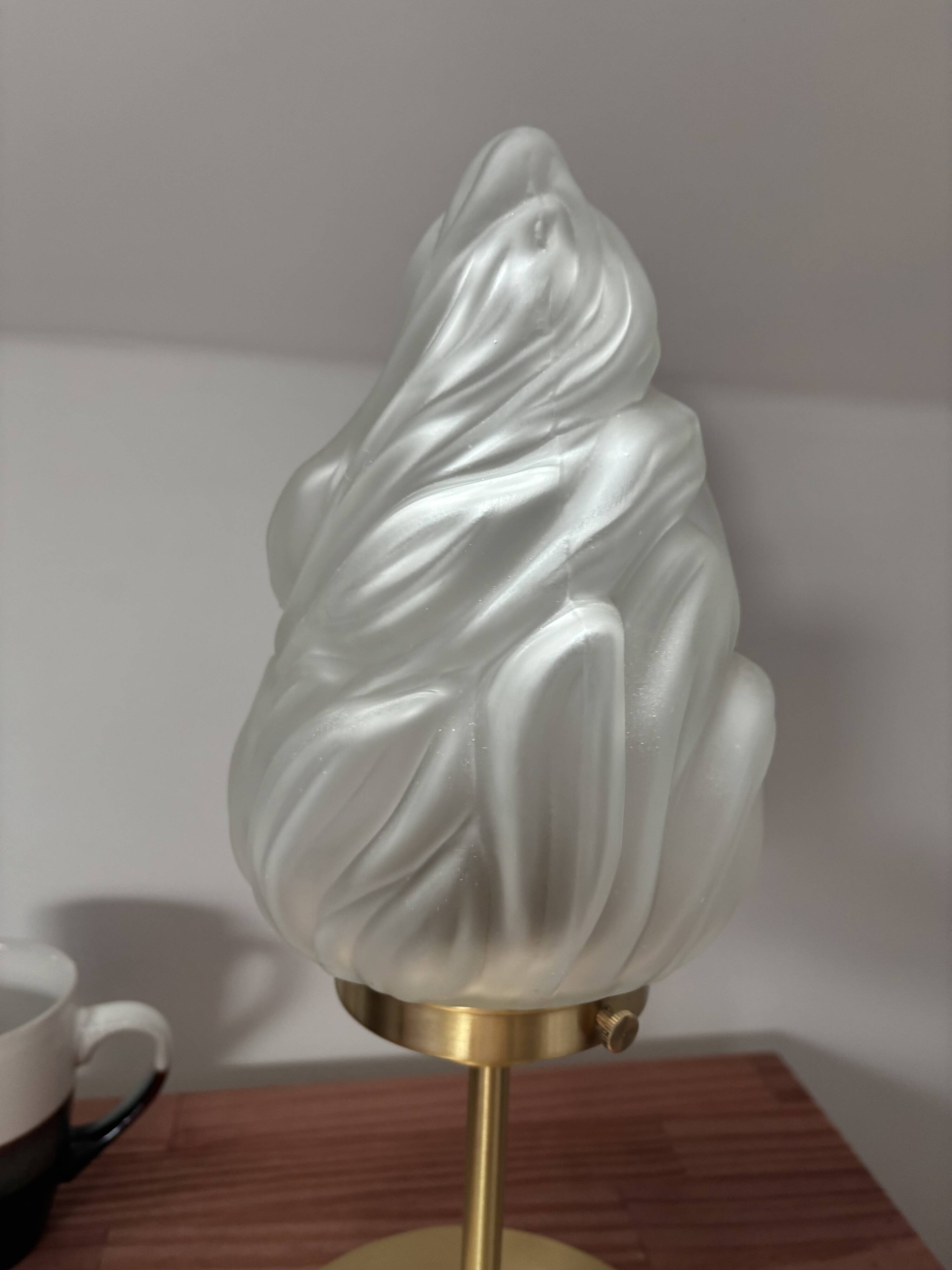 Art Deco flame glass globe lamp