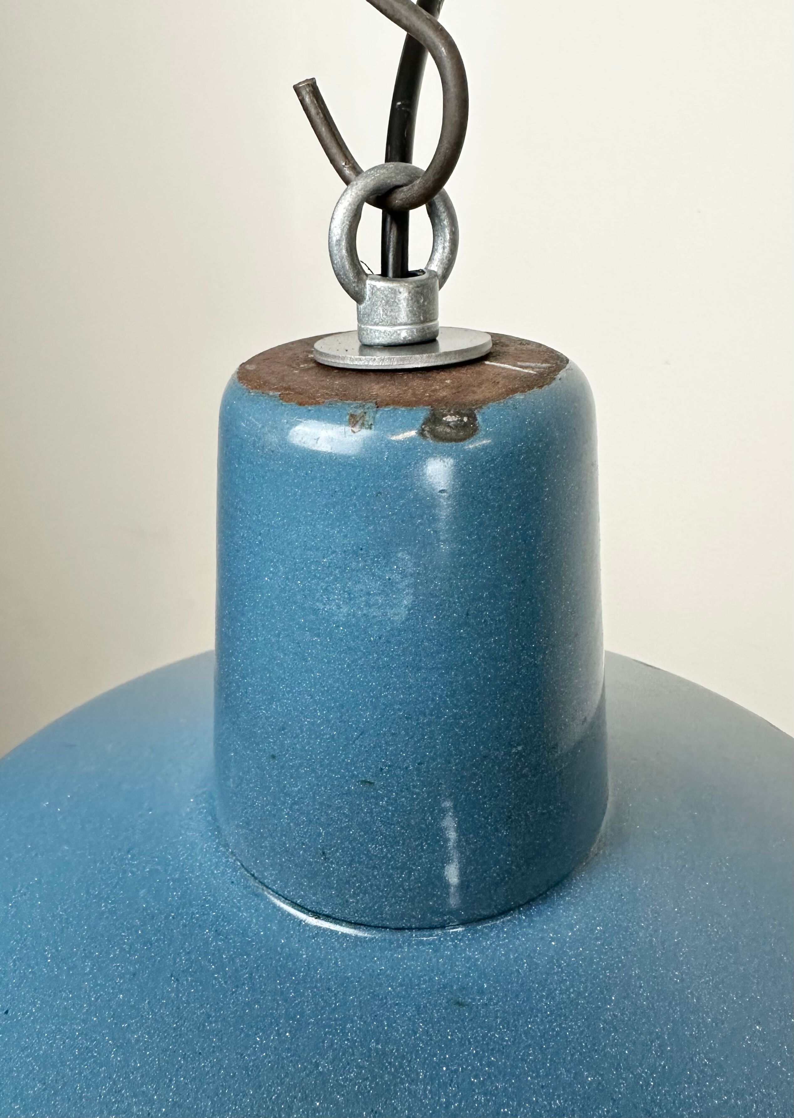 Industrial Blue Enamel Factory Pendant Lamp, 1960s