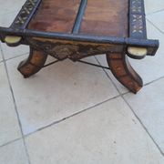 Table basse ancienne tibetaine bois cuivre