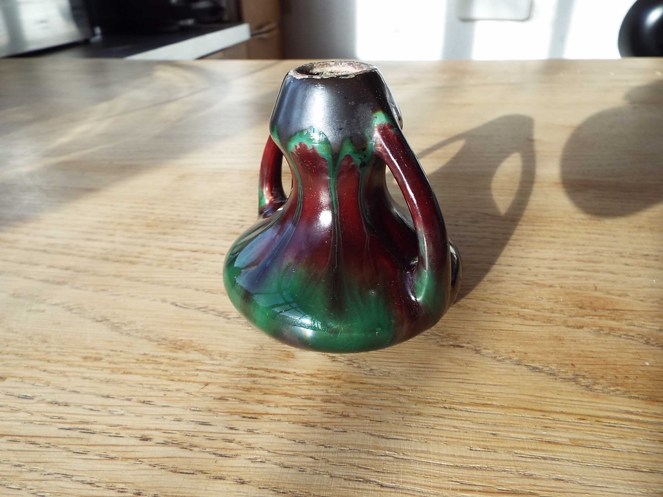 Flamed stoneware vase candle holder