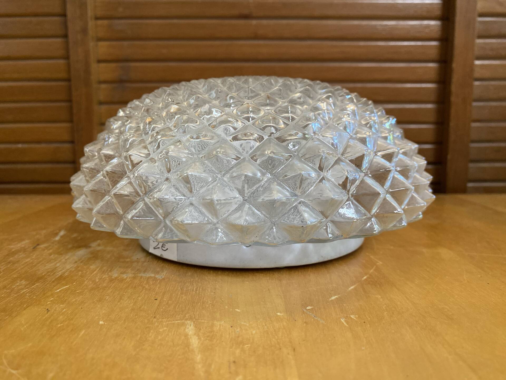 Vintage White Metal Support + Moulded Glass Ceiling Light Fixture