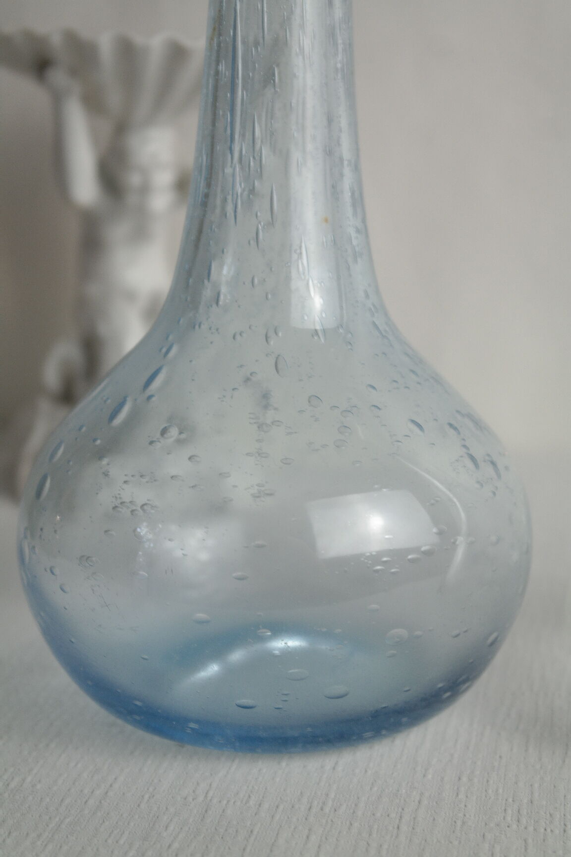 Pair of vintage biot bubbled blown glass soliflores