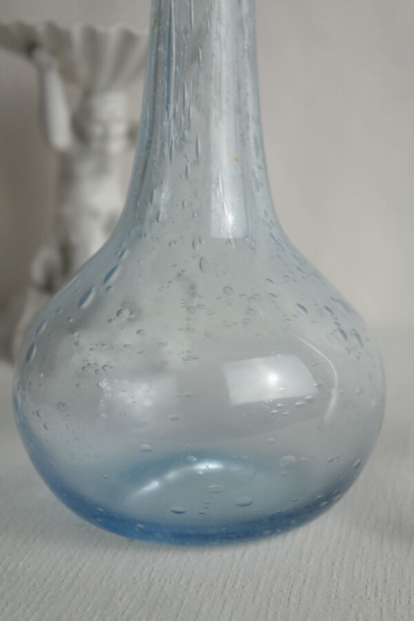 Paire de soliflores en verre soufflé bullé biot vintage