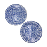 Deux assiettes mouchetées bleues