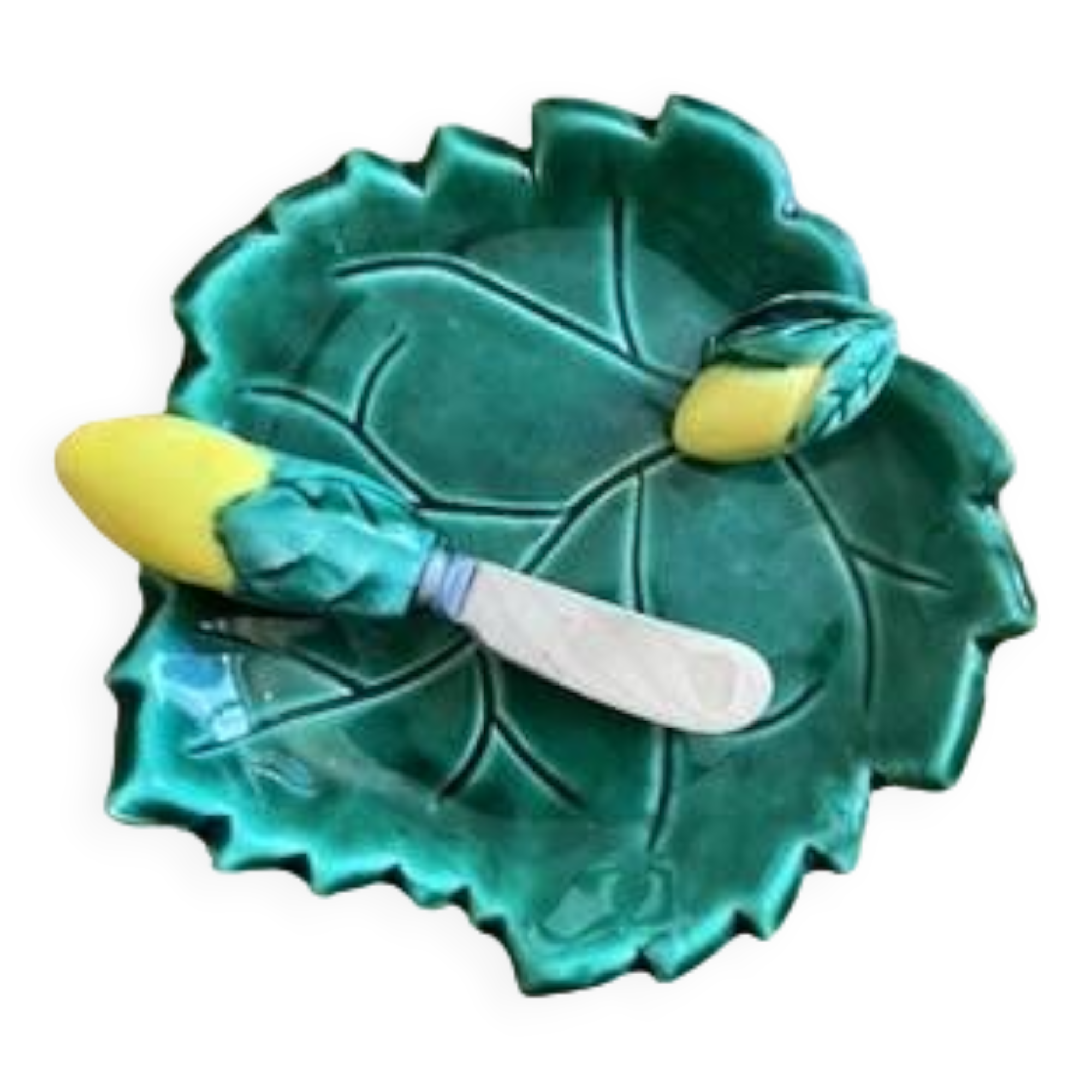 Vintage lemon butter dish in Vallauris slip