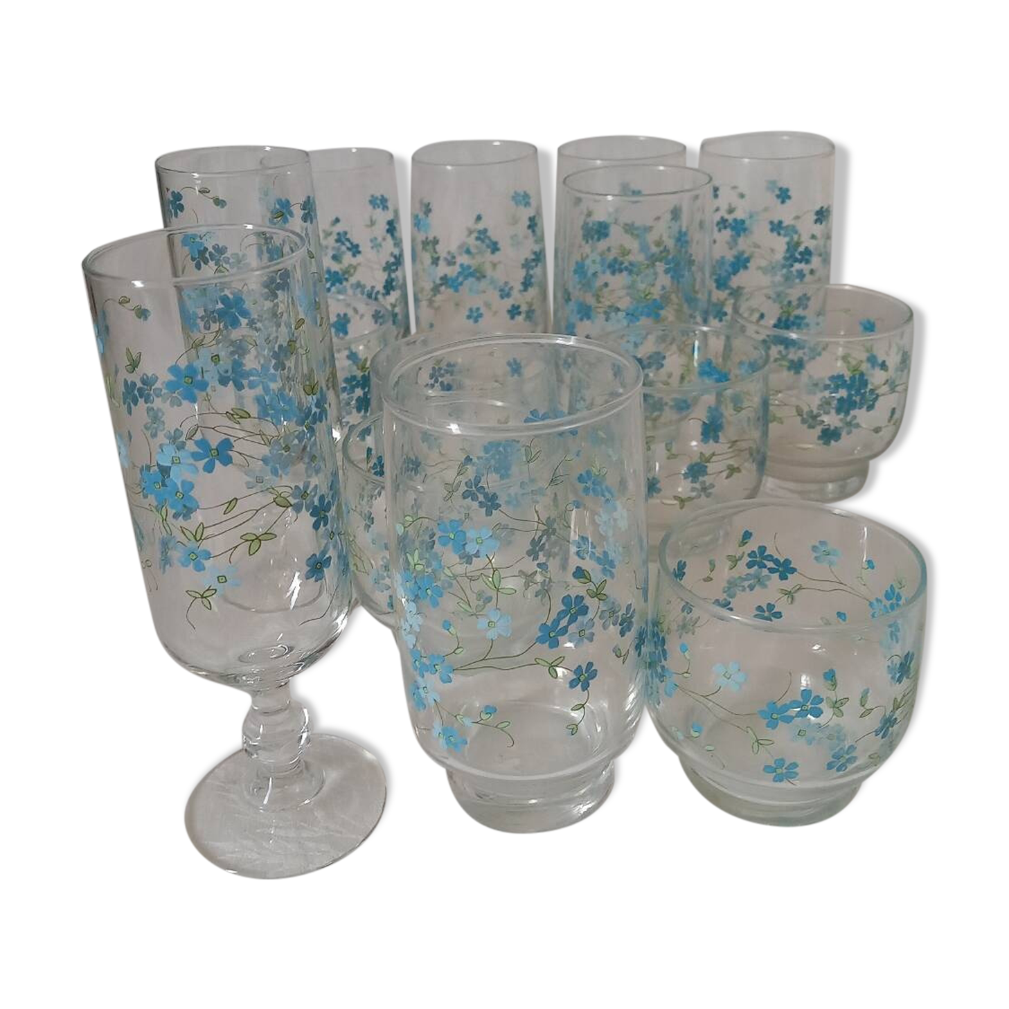 Set of Arcoroc glasses model Myosotis, Veronica.