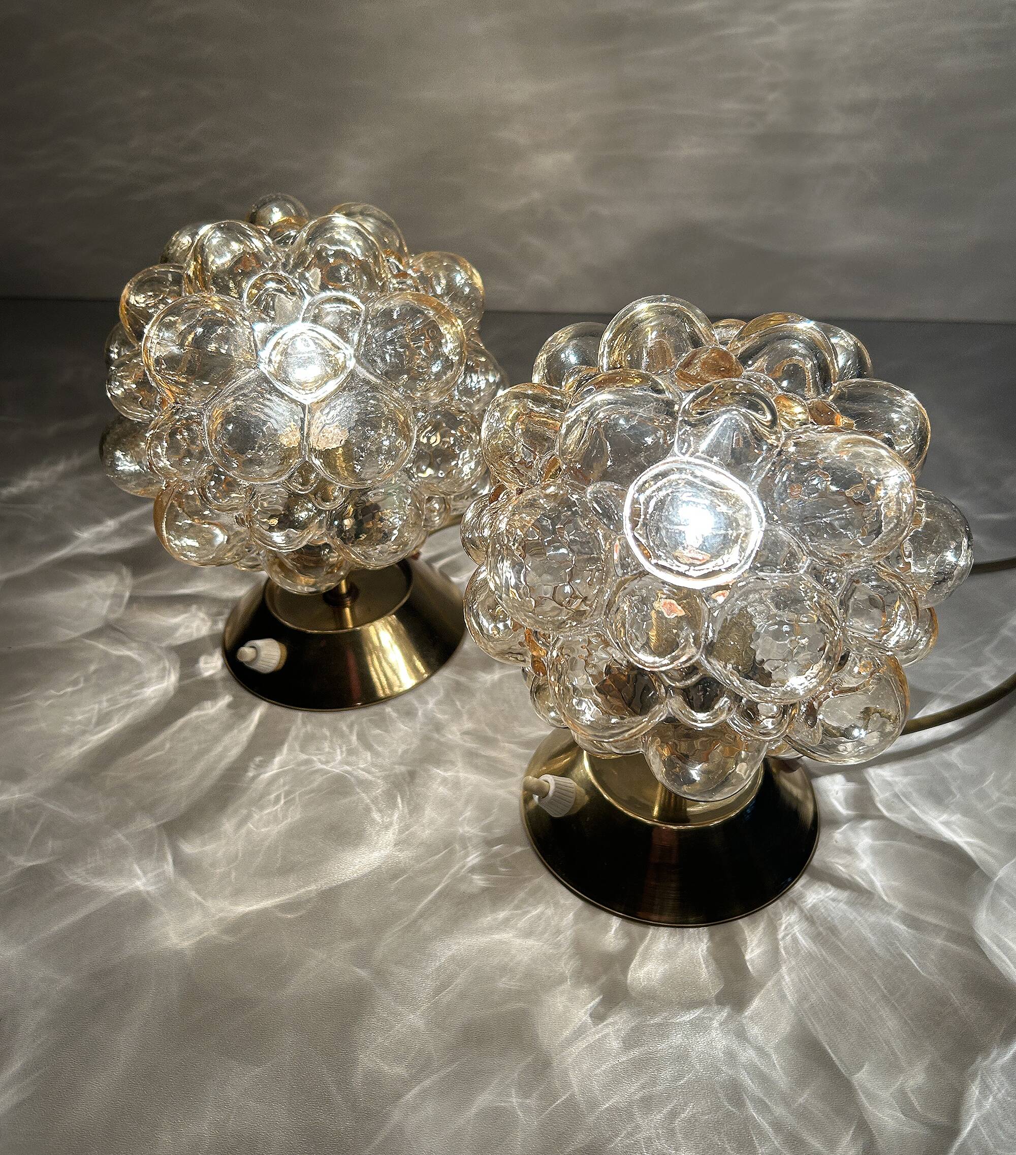 Pair of Limburg Bubble Glass Lamps