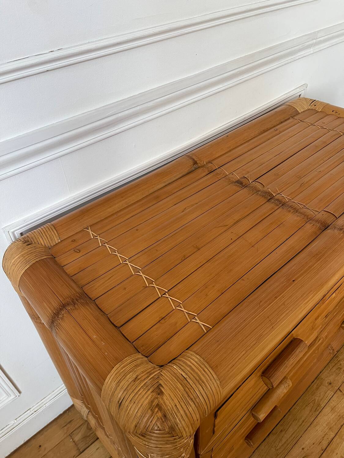 Commode italienne bambou et rotin