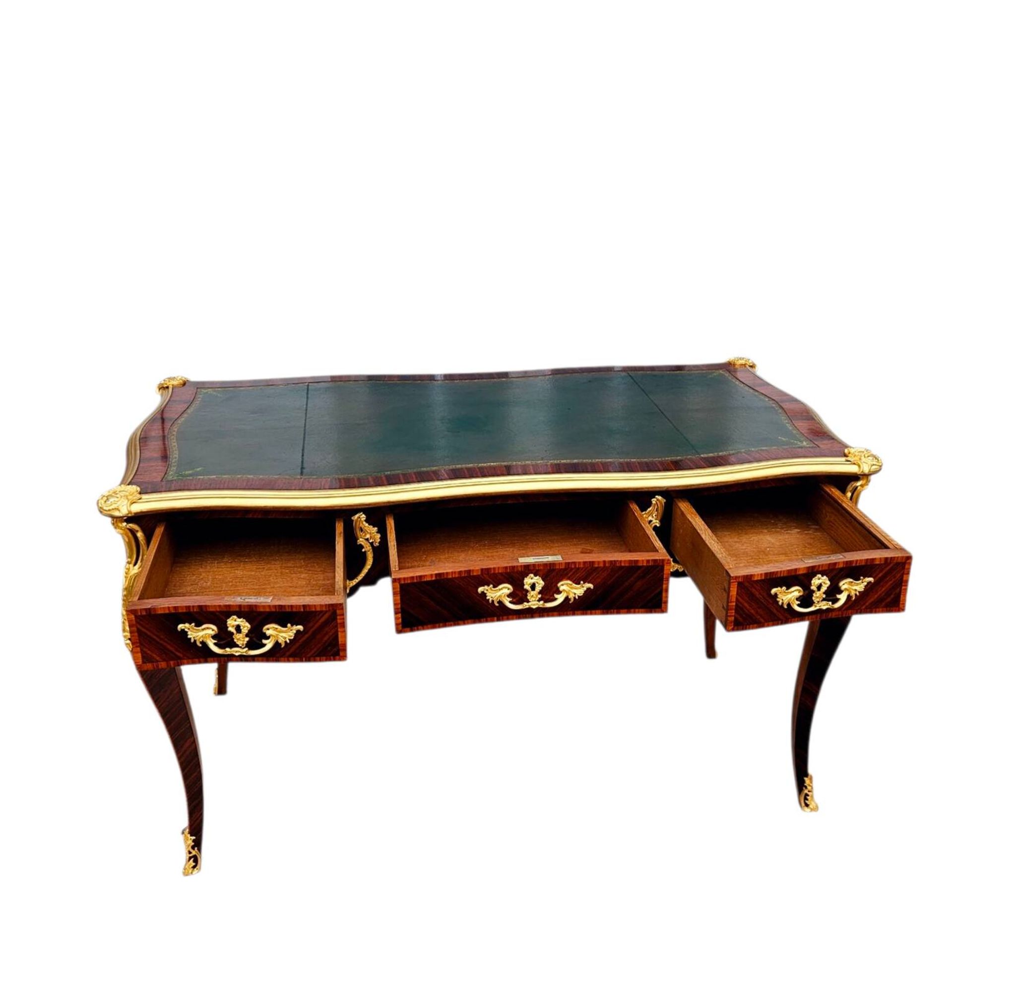 Marquetry and gilded bronze desk signed rinck in paris