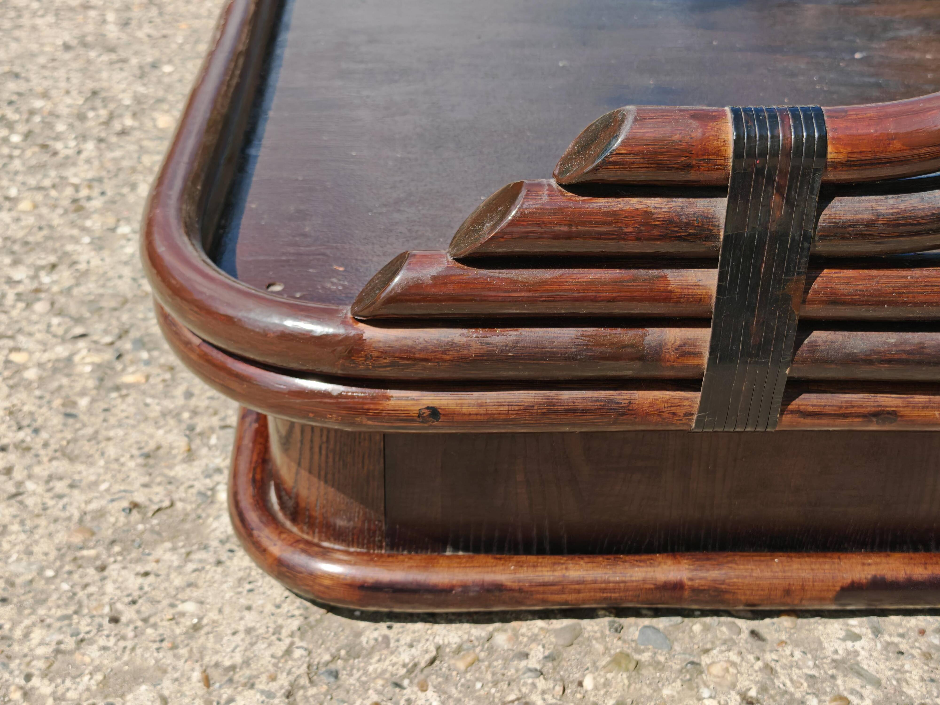 Canapé Mid Century Modern en bambou et cuir par Vivai del Sud