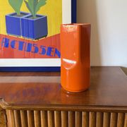 Studio Opi, vase en céramique orange de l'ère spatiale, Gabbianelli Italie ca. 1960
