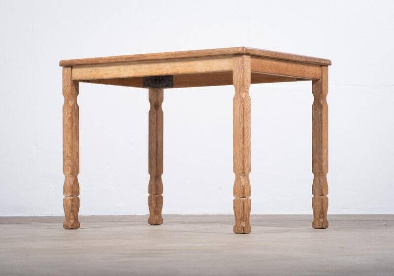 Brutalist Oak Side Table with Tiles, Denmark, 1960s