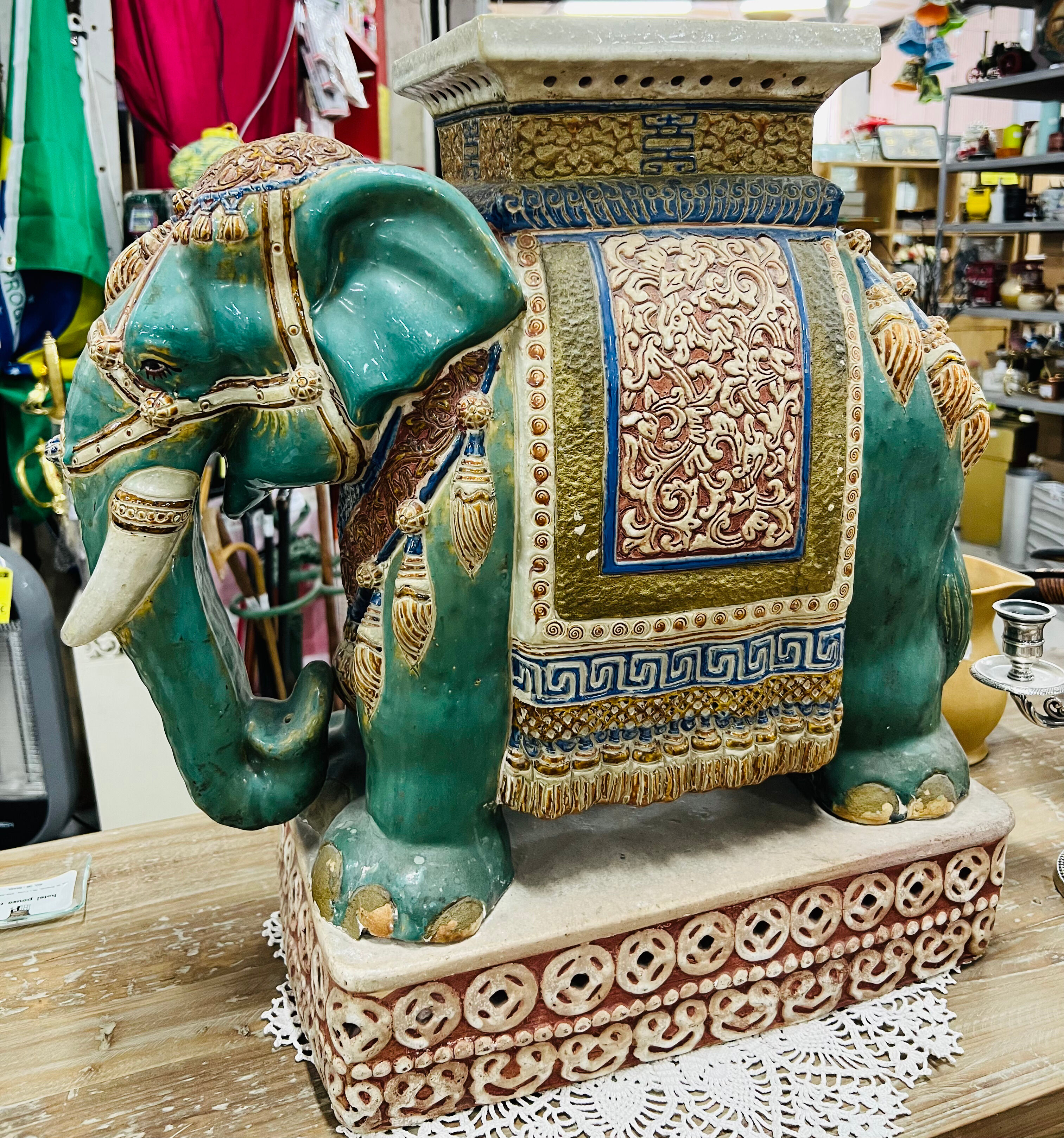 Elephant plant holder in ancient ceramic