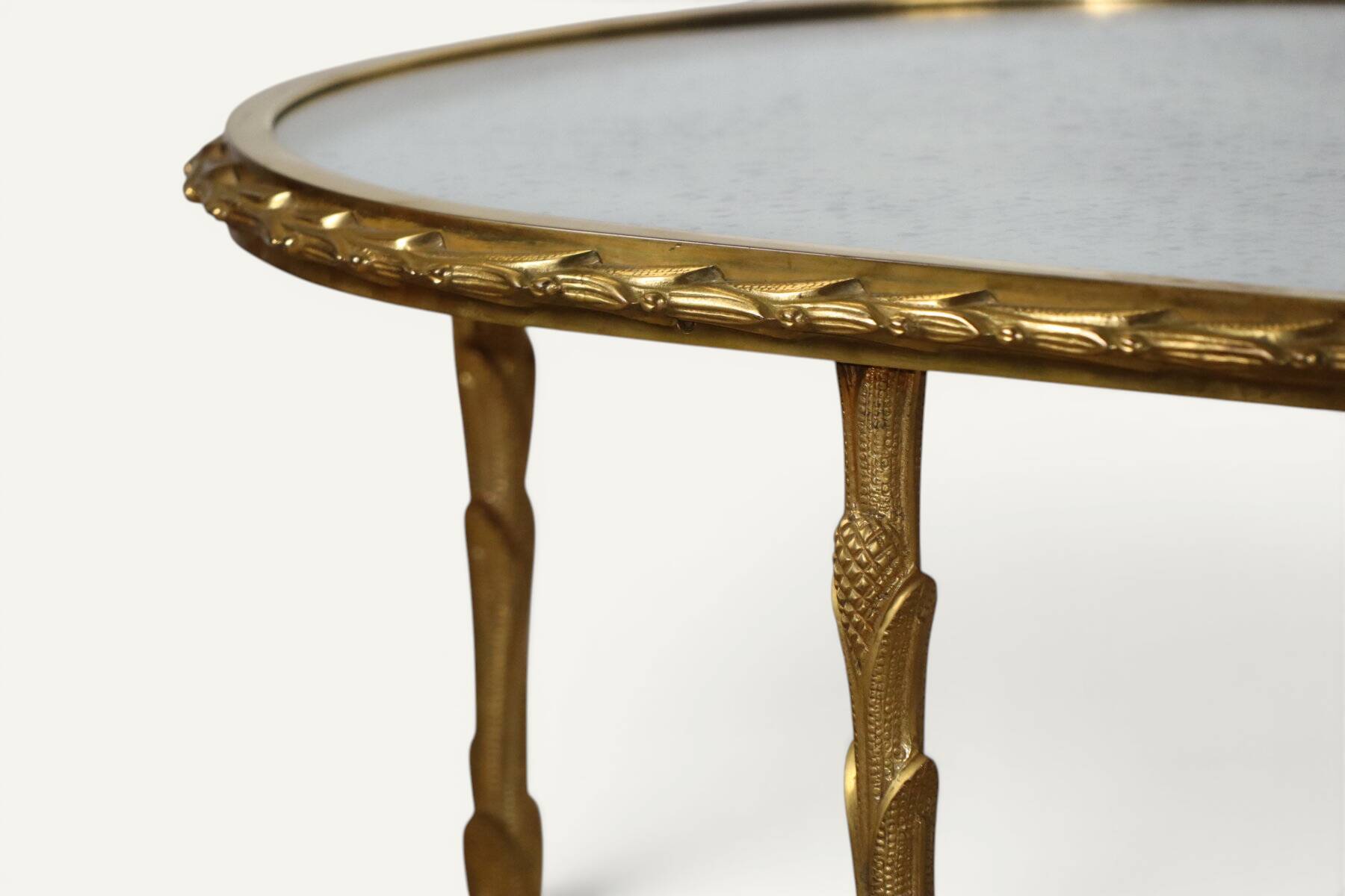 Maison Baguès coffee table in gilded bronze and aged mirror – 1950s