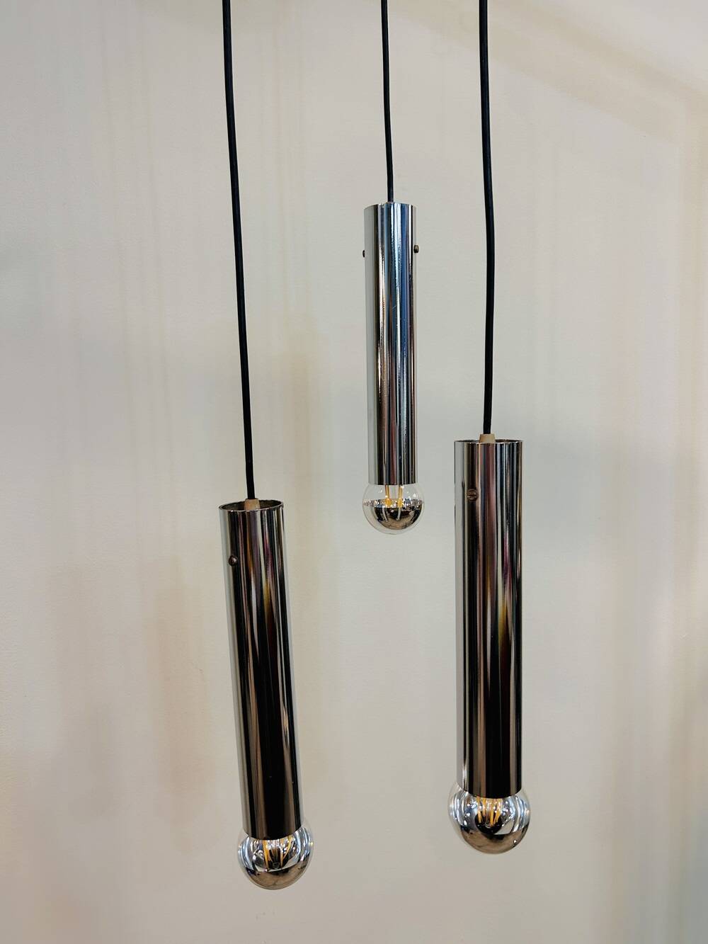 3-Light Tubular Chrome Cascade Pendant Light