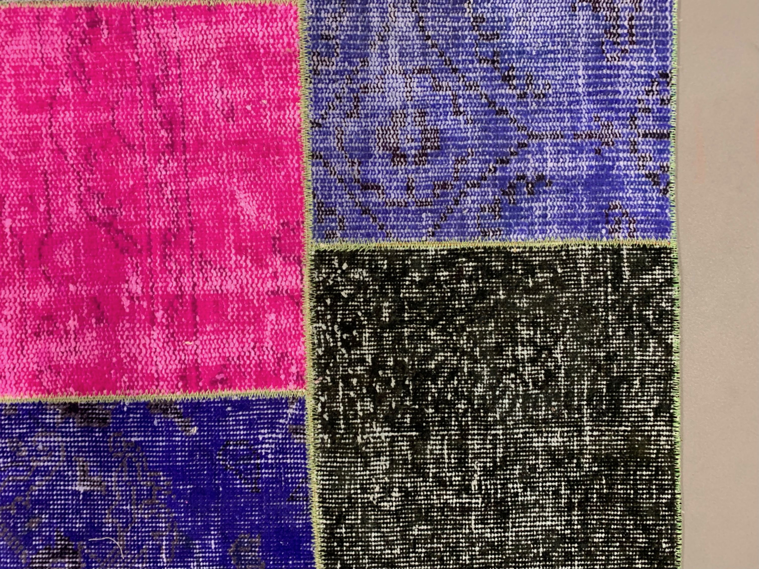 Distressed Vintage Turkish Patchwork Rug 221x150 cm Wool Medium