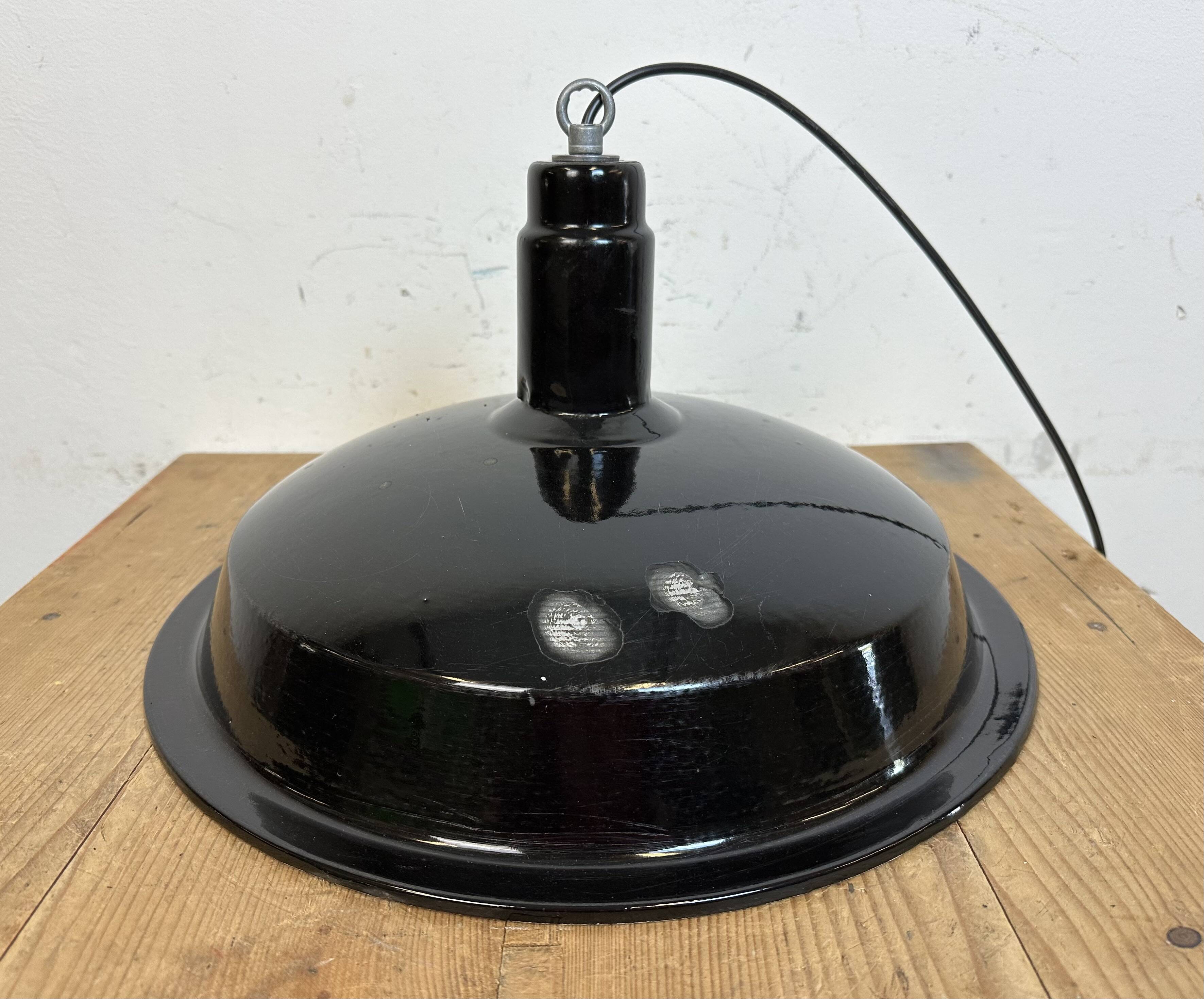 Industrial Black Enamel Factory Pendant Lamp, 1950s