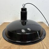 Industrial Black Enamel Factory Pendant Lamp, 1950s