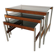 3 tables gigognes Fristho de design hollandais avec plateau en verre fumé et cadre en wengé, années 60