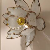 Lotus flower wall sconce in glass with a gold brass rim
