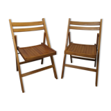Paire de chaises pliantes en hêtre